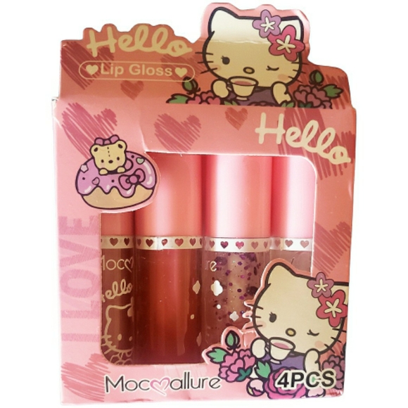 Hello Kitty Mocallure Lip Gloss Lipstick Kit Set NEW Gift Girl Make-Up Brushes - Picture 3 of 7